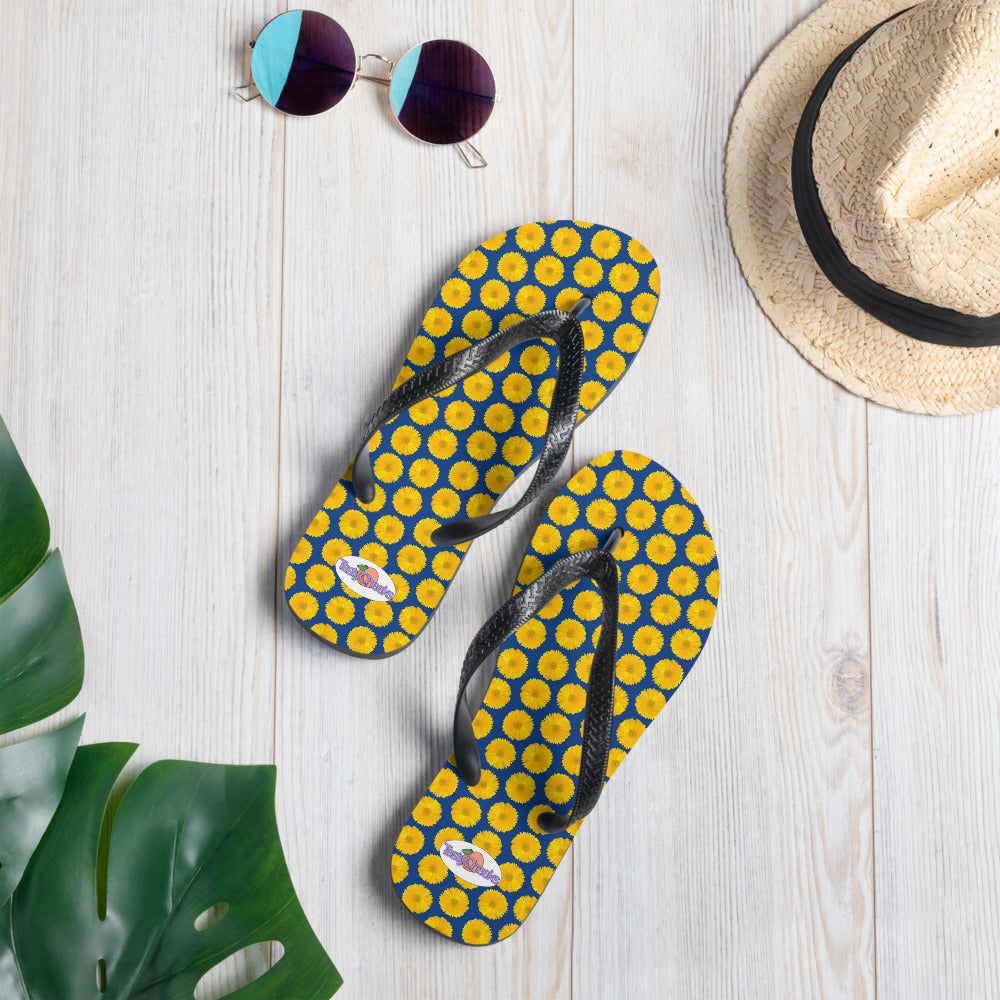 Yellow Gerbera Daisy Flip Flops by Tasty Cheeks