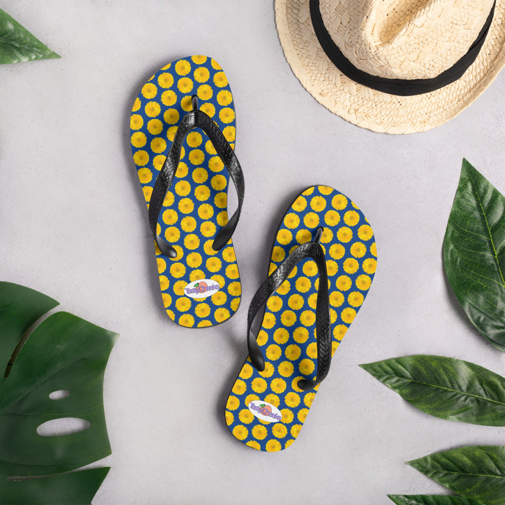 Yellow Gerbera Daisy Flip Flops by Tasty Cheeks