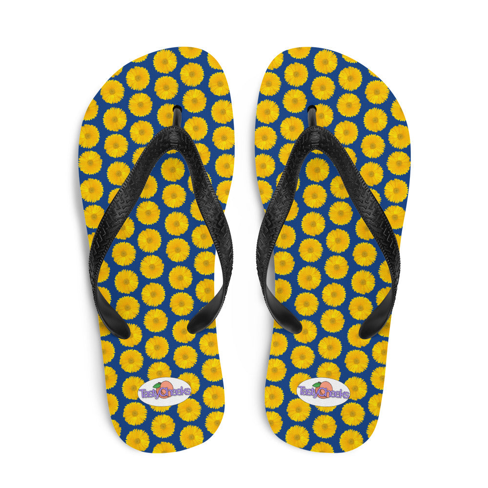 Yellow Gerbera Daisy Flip Flops by Tasty Cheeks