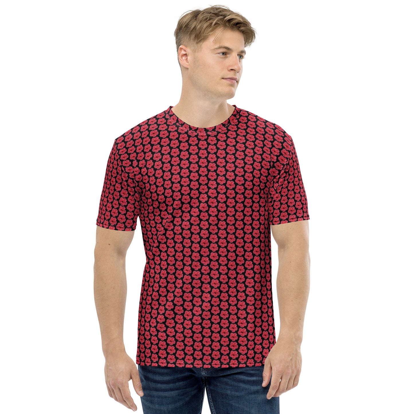 Hibiscus Crew Neck T-shirt by Tasty Cheeks (Men's)